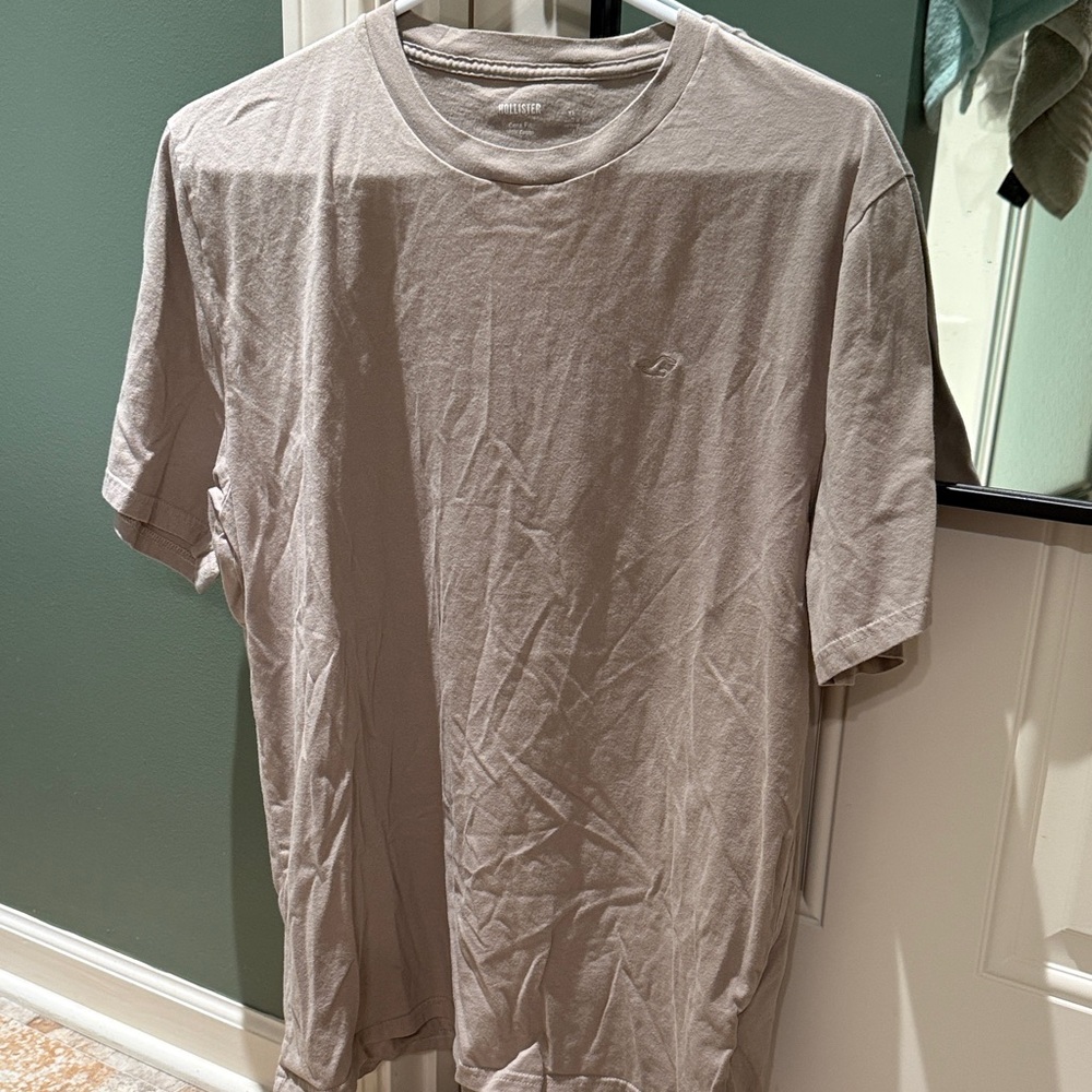 Hollister men's crew neck t-shirt in light taupe